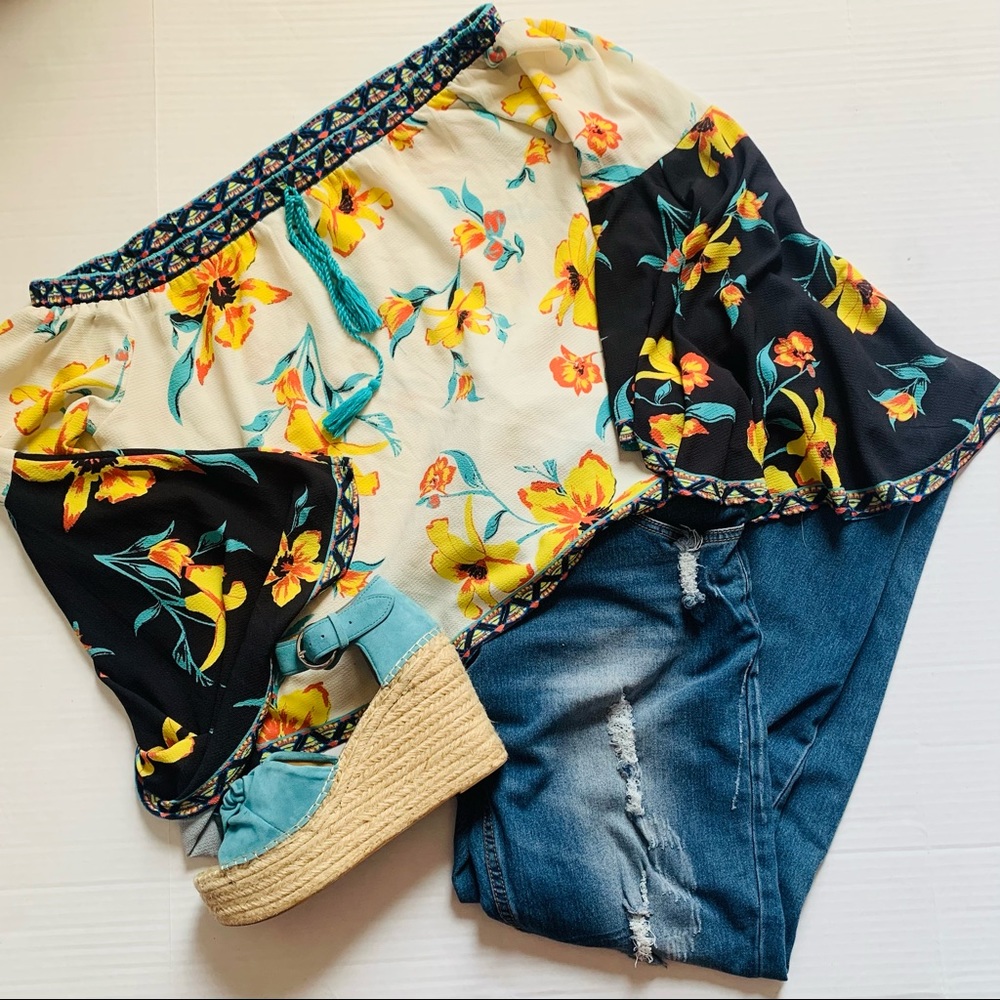 Flying Tomato Off the Shoulder Bell Sleeve Top